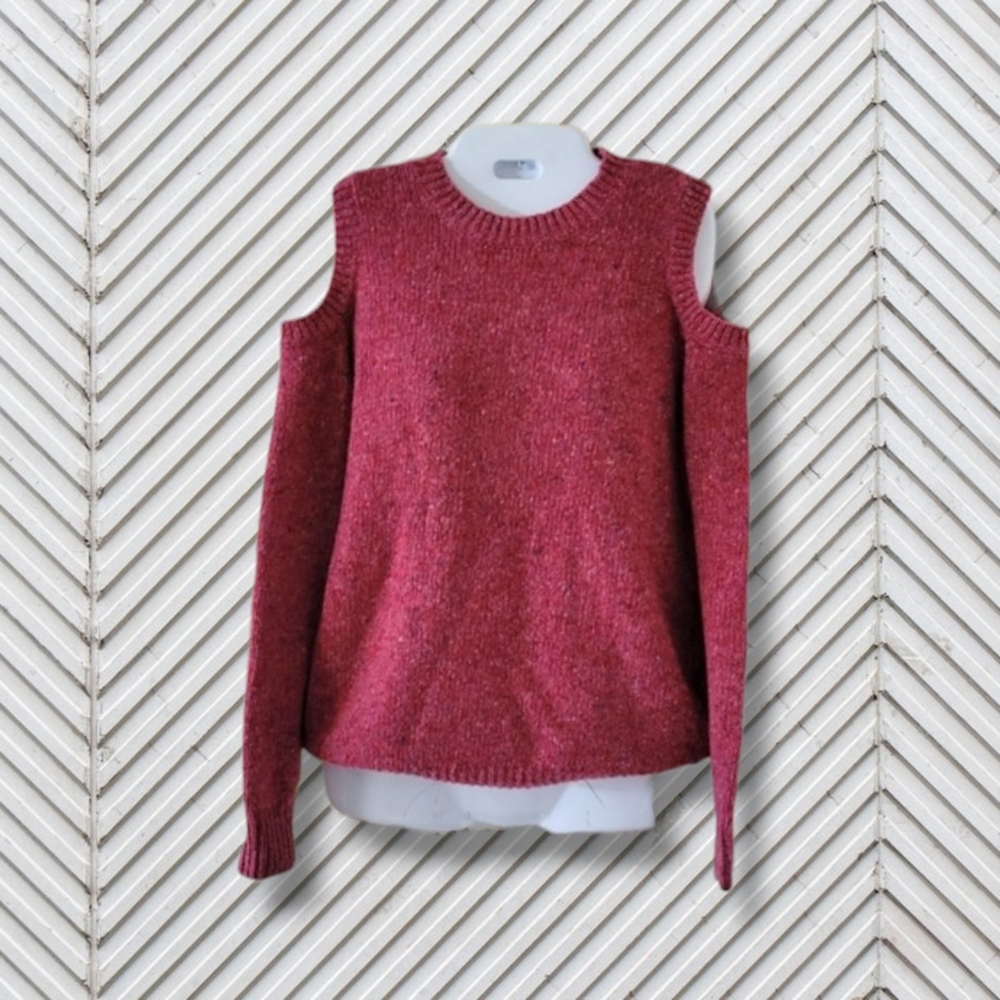 Rebecca Minkoff | Berries Cold Shoulder Merino Wool Blend Knit Sweater (SIZE S)